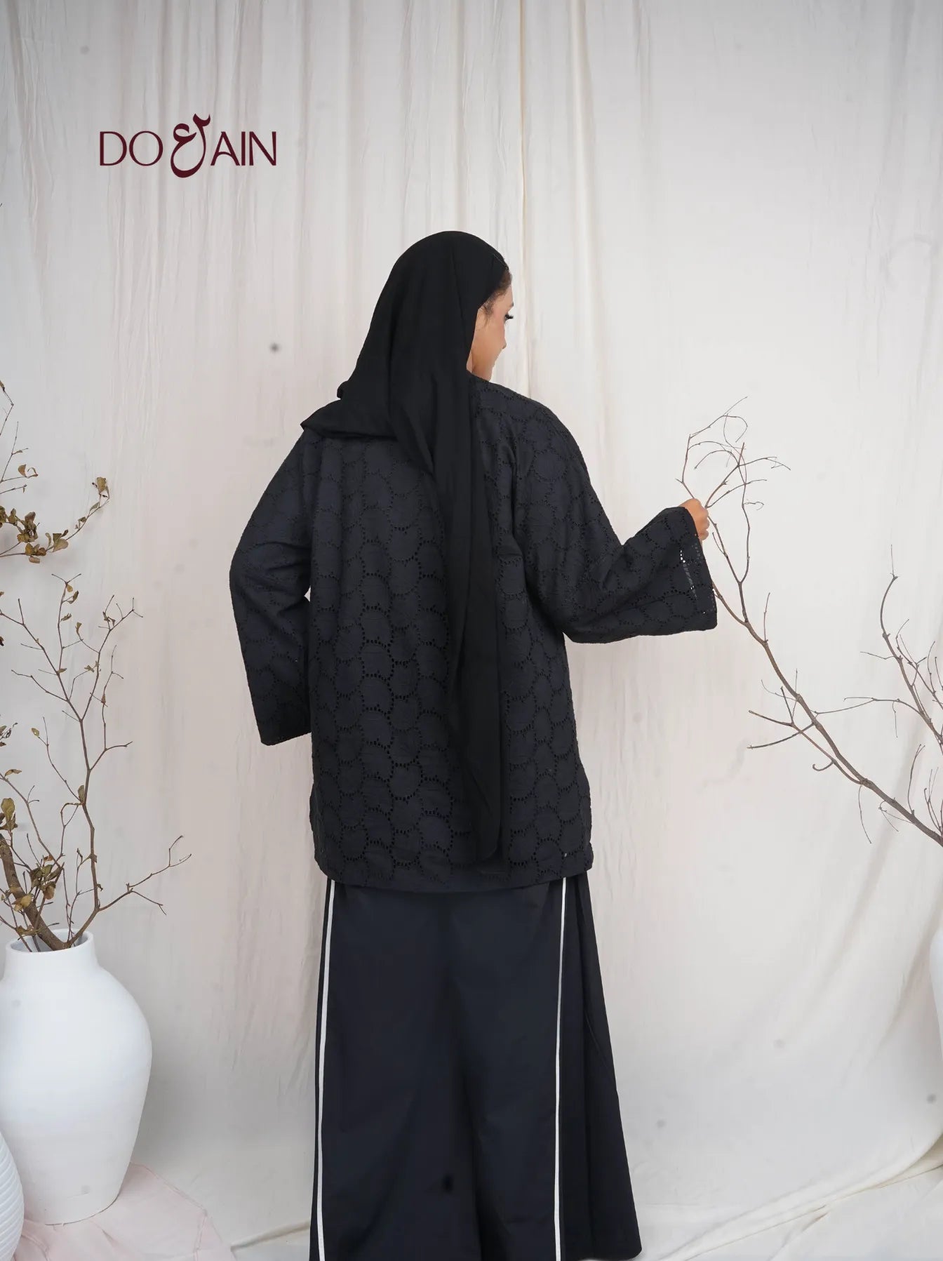 Anemone Black Co-ord – Chikan Kari Two-Piece with Embroidery