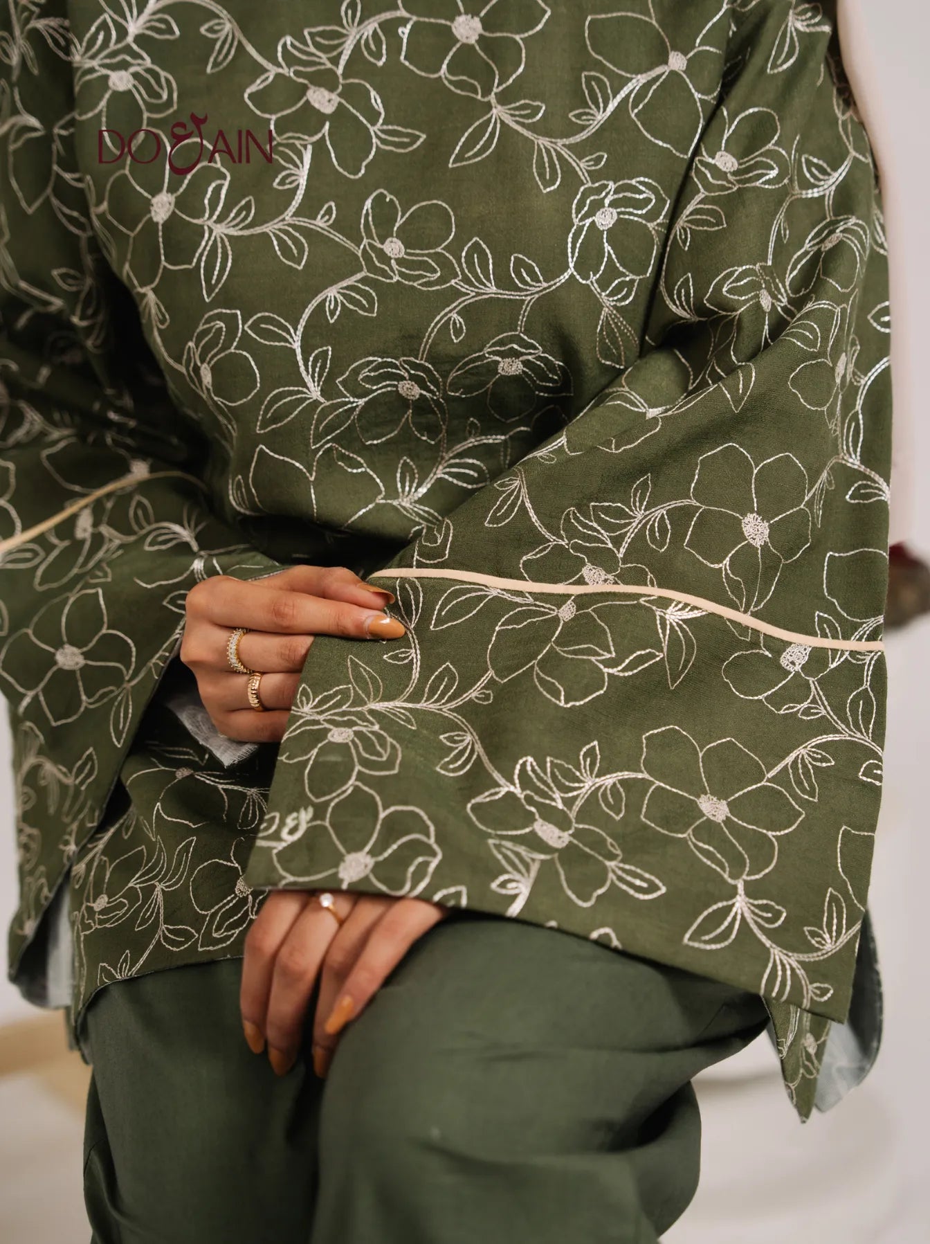 Ivy Co-Ord Set – Elegant Green Two-Piece with Embroidery