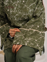 Ivy Co-Ord Set – Elegant Green Two-Piece with Embroidery