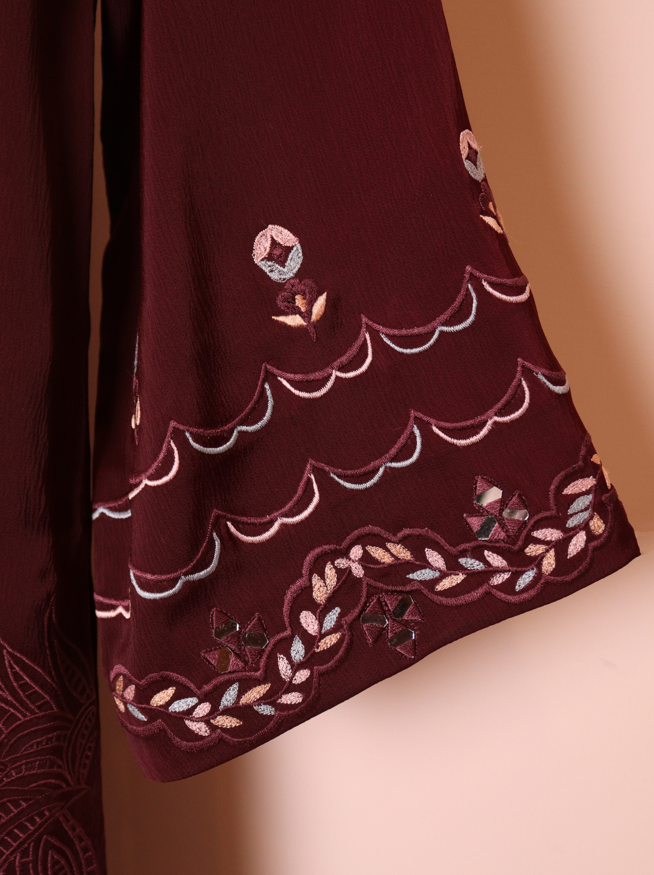 Burgundy Embroidered Co-ord Set