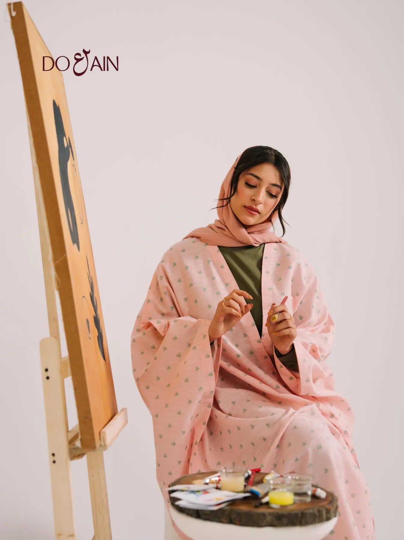 Cactus by DOAIN – Elegant Pink Shrug with Botanical Print