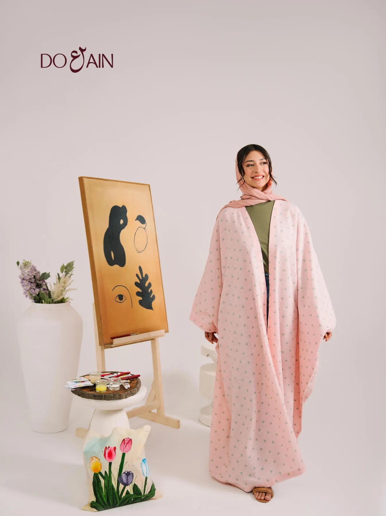Cactus by DOAIN – Elegant Pink Shrug with Botanical Print