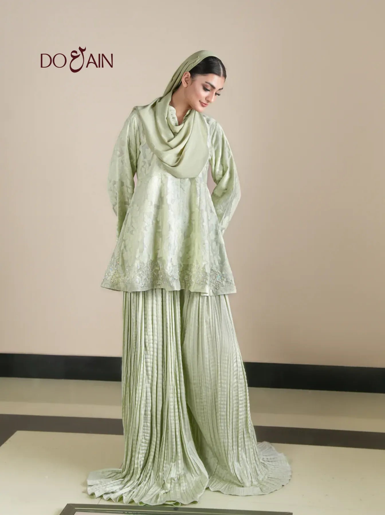 Cemile – Hand-Embellished Peplum & Sharara Ensemble | DOAIN