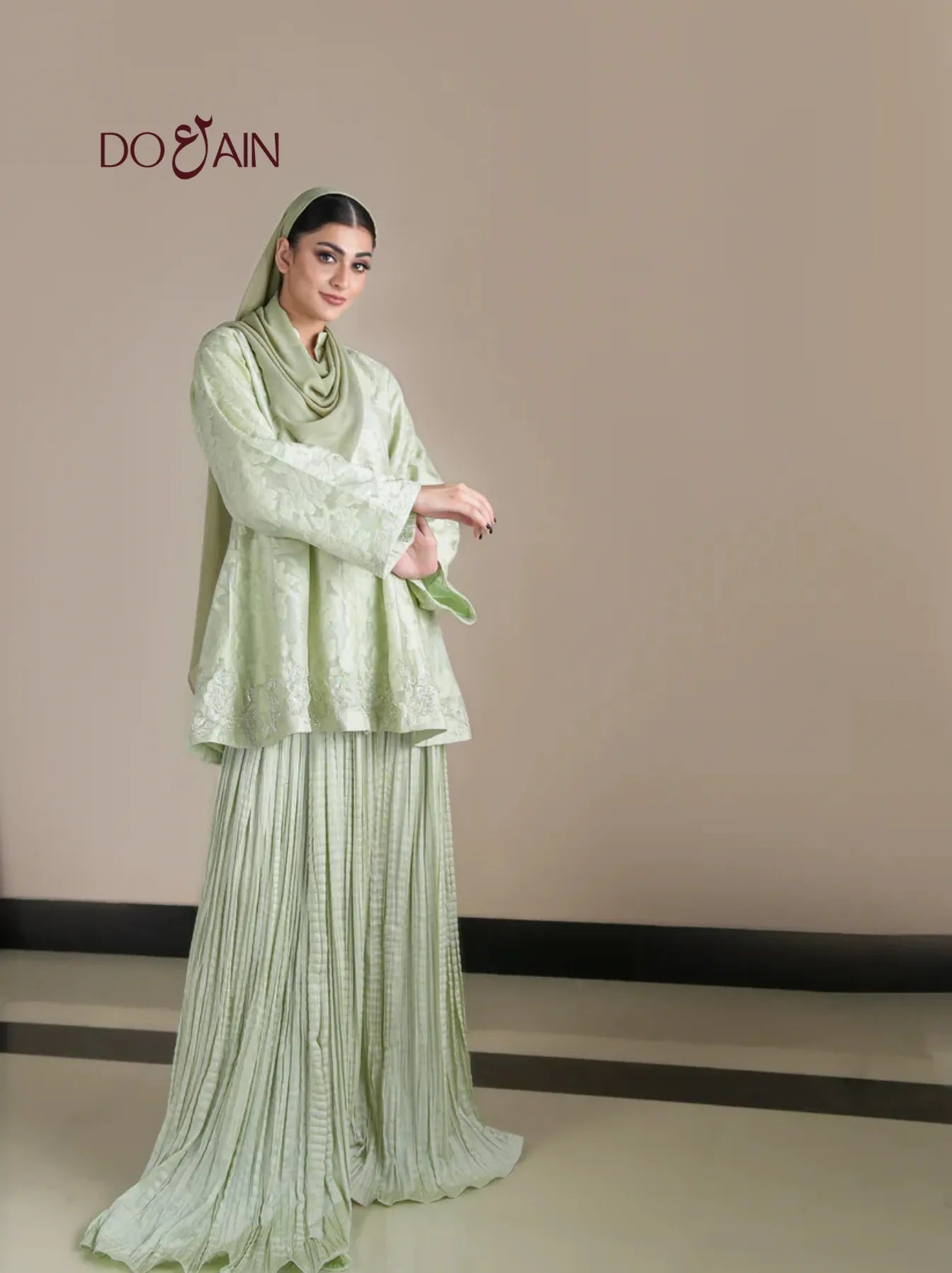 Cemile – Hand-Embellished Peplum & Sharara Ensemble | DOAIN