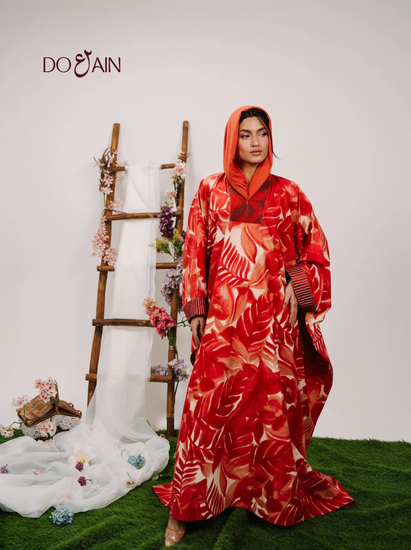 Crimson Clover by DOAIN – Flowy Kaftan Jumpsuit in Bold Crimson