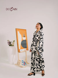 Fleur Co-Ord Set – Black & White Printed Two-Piece for Summer