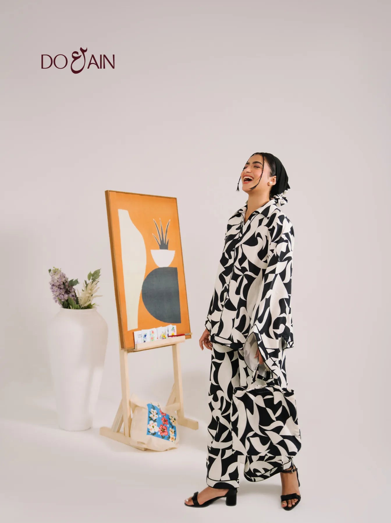 Fleur Co-Ord Set – Black & White Printed Two-Piece for Summer