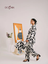 Fleur Co-Ord Set – Black & White Printed Two-Piece for Summer