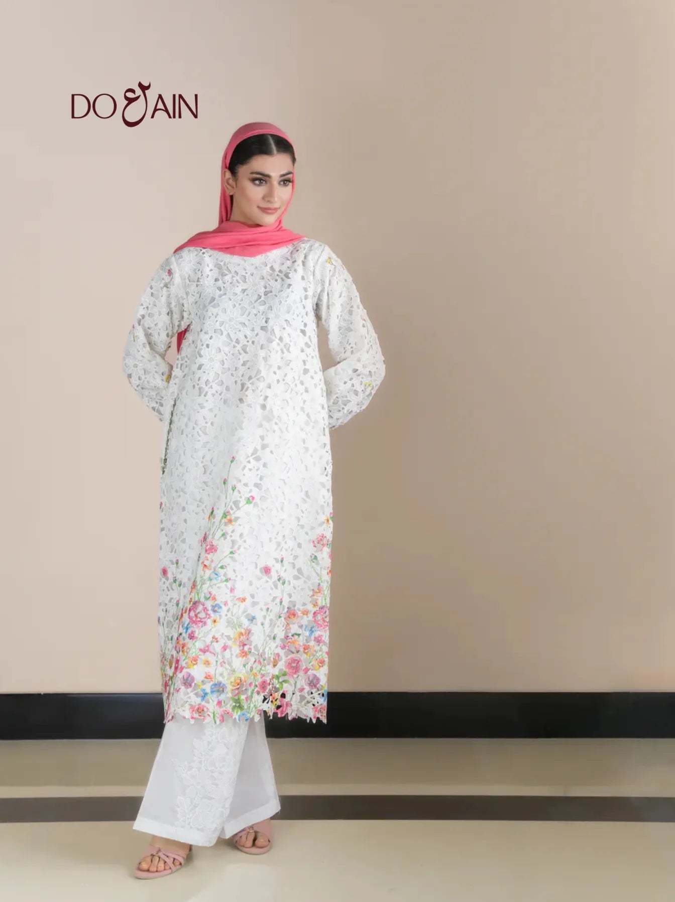 Haleh by DOAIN – Elegant Lace Two-Piece with Floral Embellishment