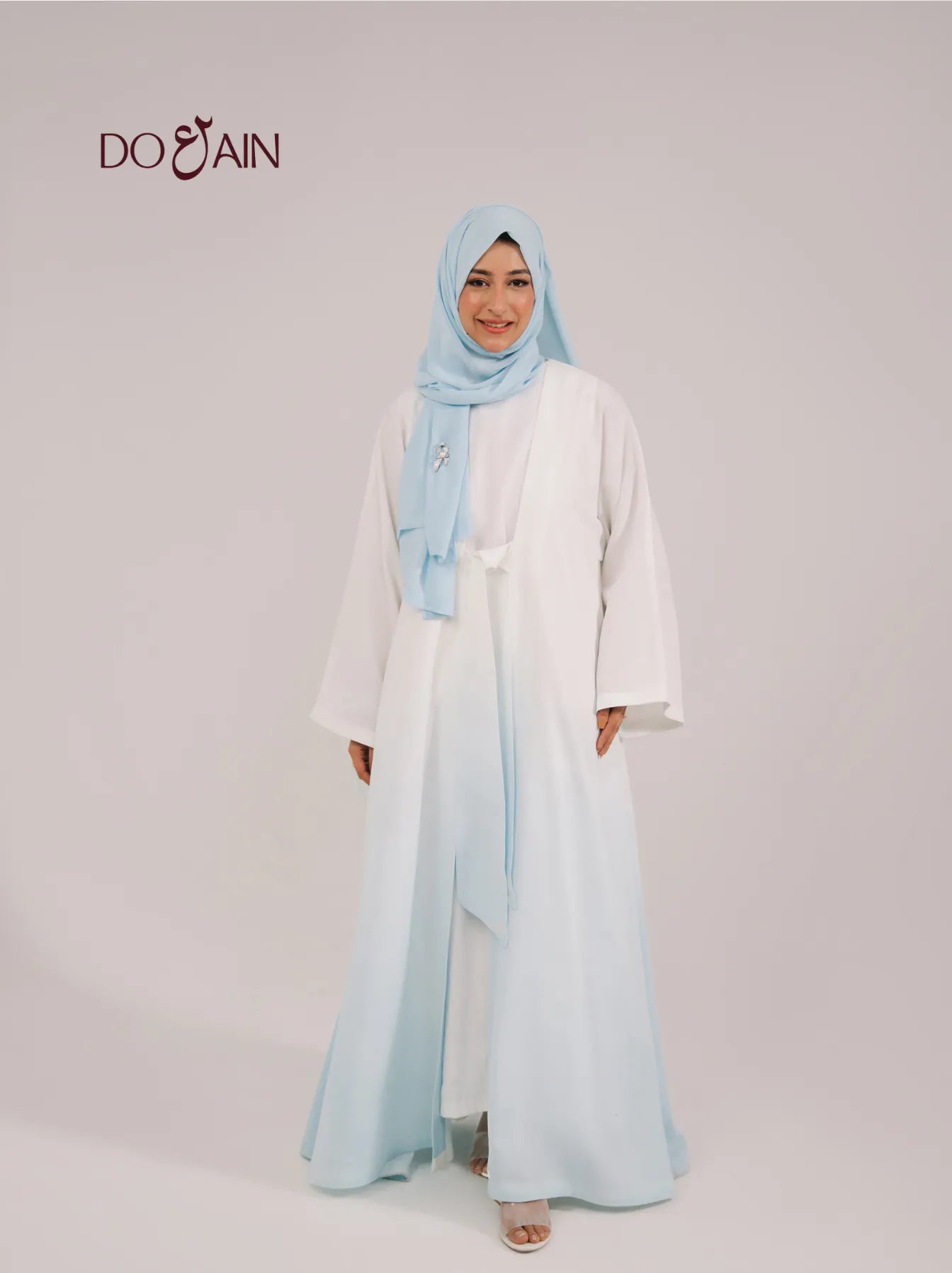Hydrangea Abaya – Elegant Two-Layered Ombré Abaya with Embroidery | Doain Official