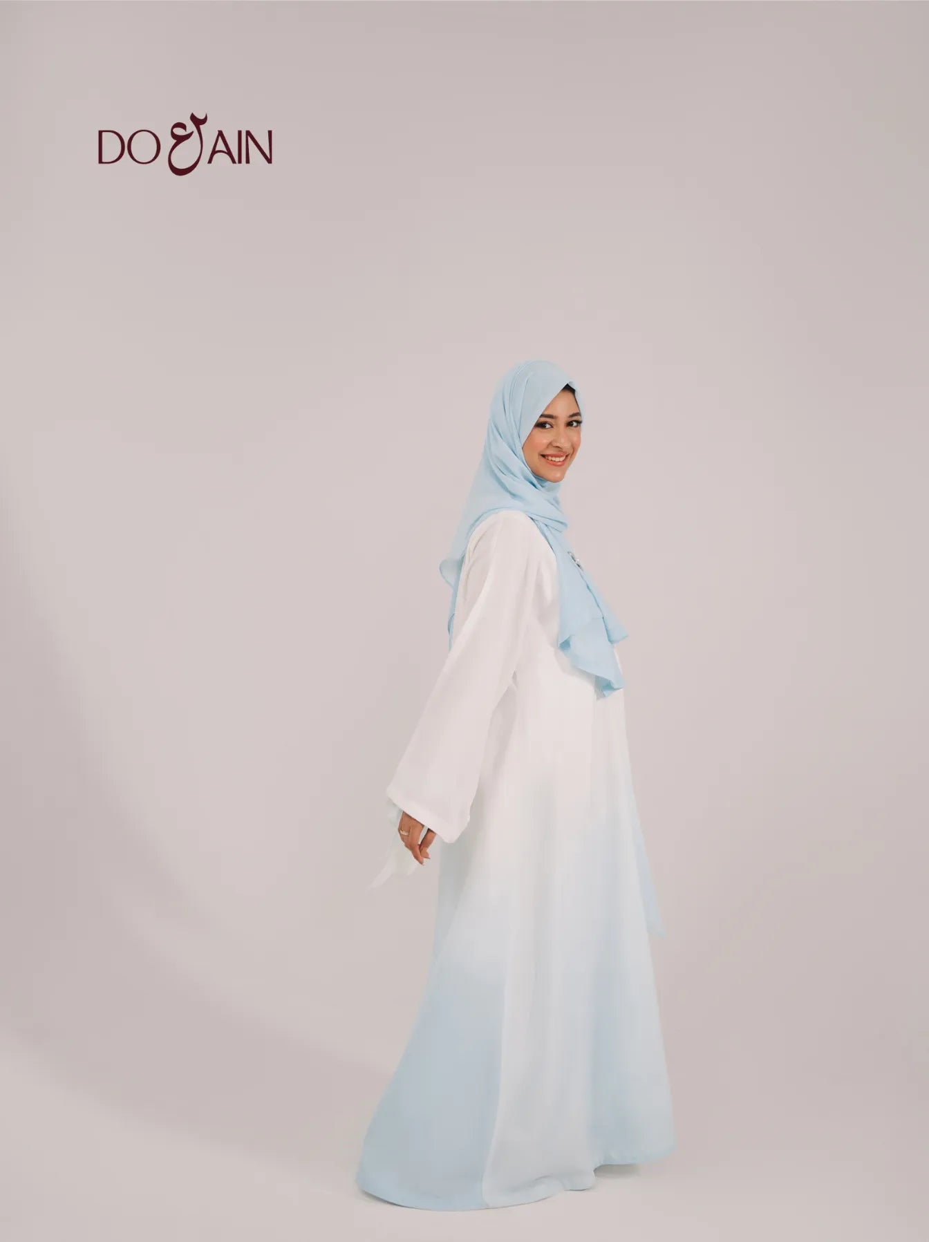 Hydrangea Abaya – Elegant Two-Layered Ombré Abaya with Embroidery | Doain Official