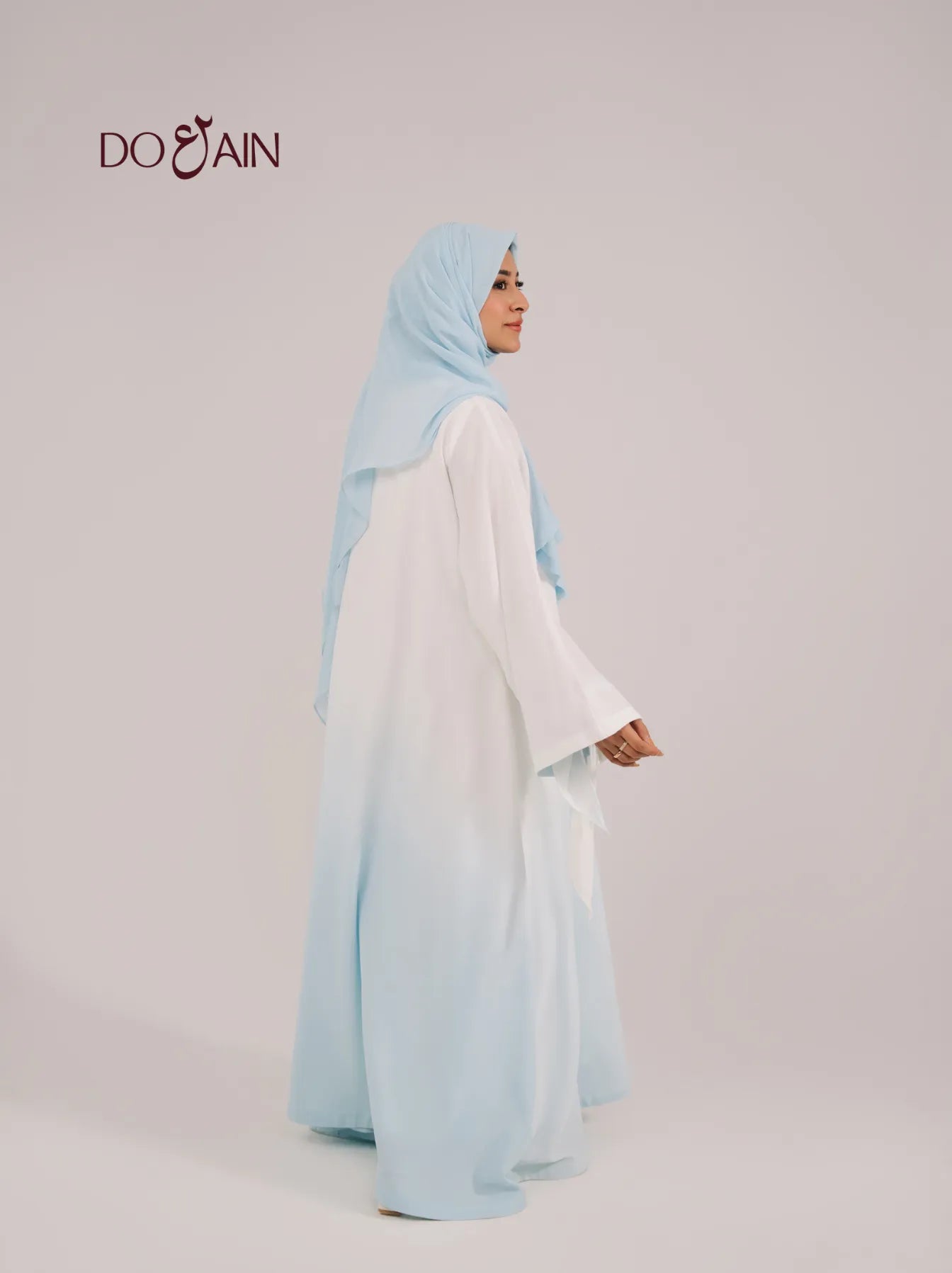 Hydrangea Abaya – Elegant Two-Layered Ombré Abaya with Embroidery | Doain Official