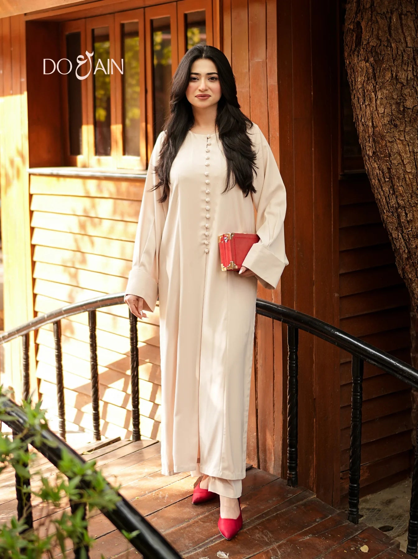 Ivory Panelled Long Co-Ord Set