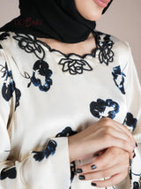 Izel – Silk One-Piece with Floral Print & Beaded Details | DOAIN