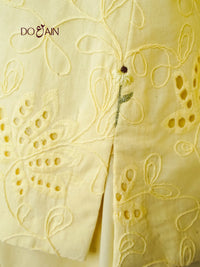 Kalmia Two-Piece Set – Chikan Kari Co-ord with Sunflower Detail