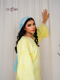 Kalmia Two-Piece Set – Chikan Kari Co-ord with Sunflower Detail