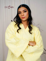 Kalmia Two-Piece Set – Chikan Kari Co-ord with Sunflower Detail