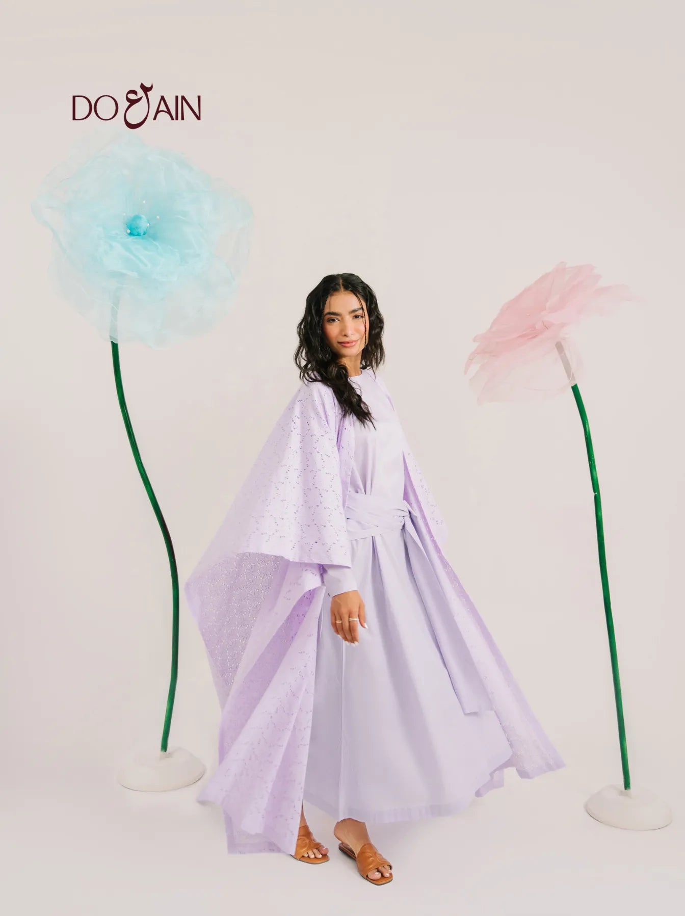 Lavender Haze Dress – Embroidered Two-Piece for Elegant Layers | DOAIN