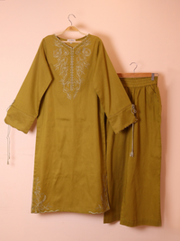 Olive Embroidered Co-ord Set