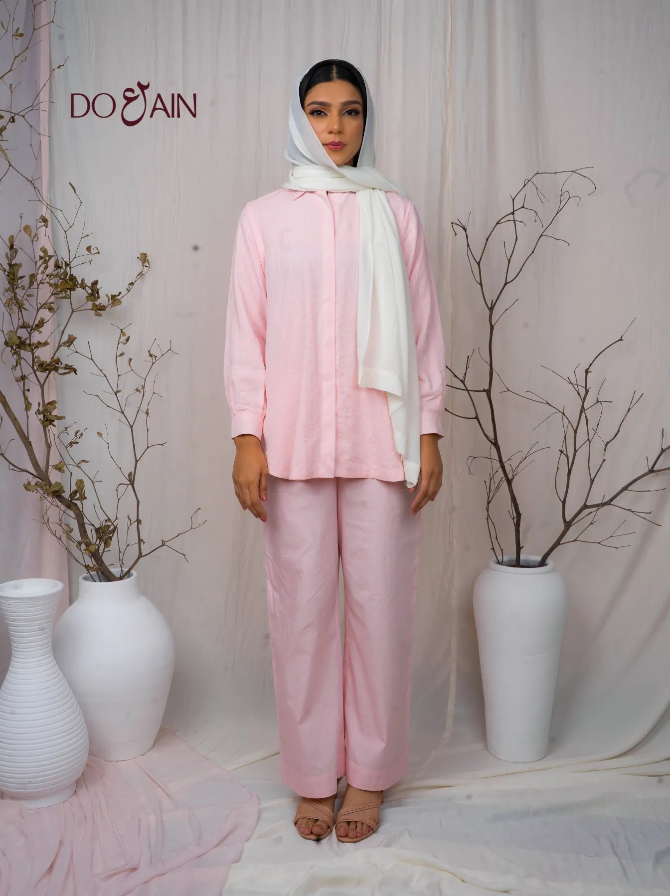 Phlox Two-Piece Set – Self-Pattern Cotton Co-ord with Embroidery