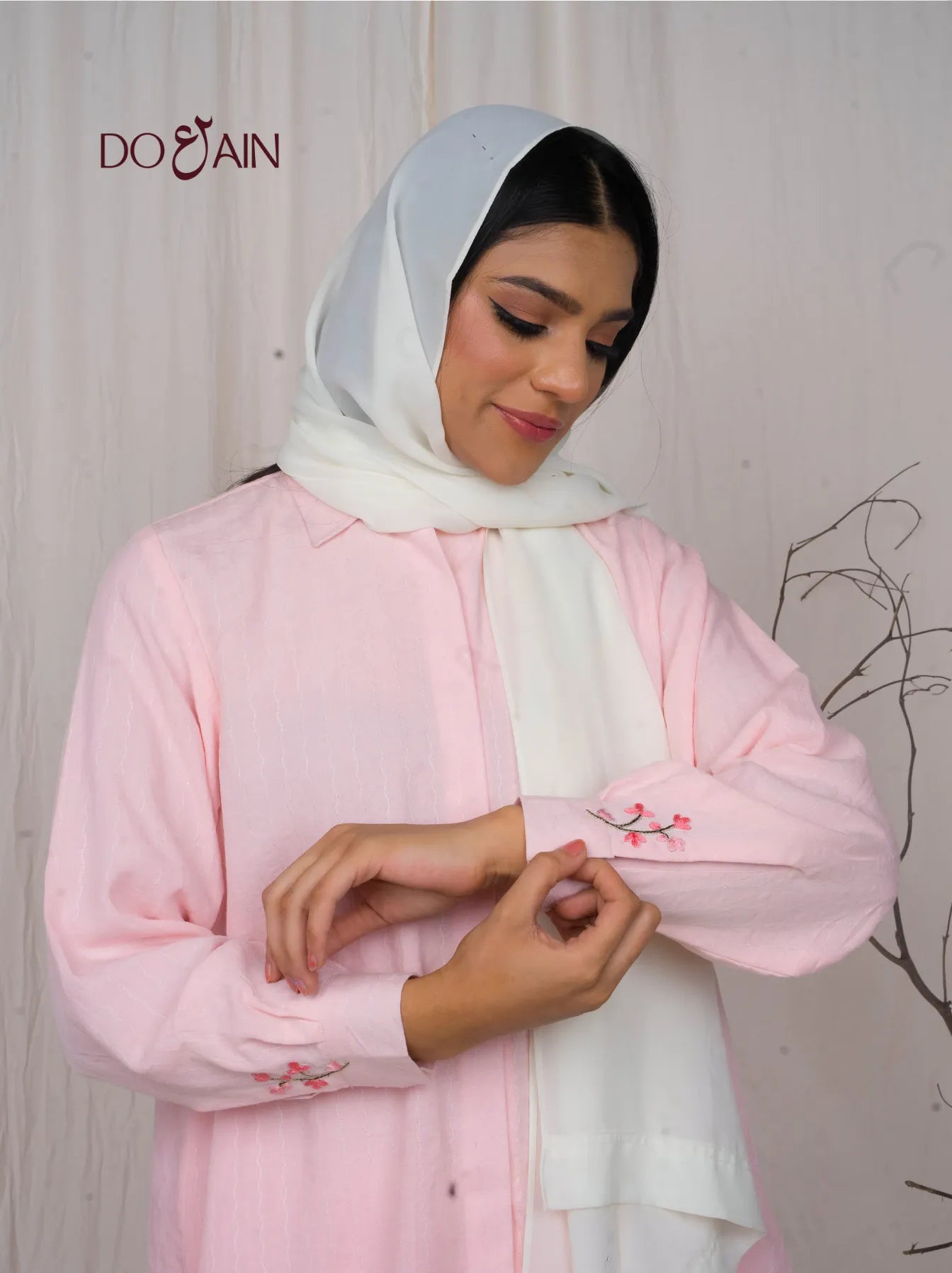 Phlox Two-Piece Set – Self-Pattern Cotton Co-ord with Embroidery