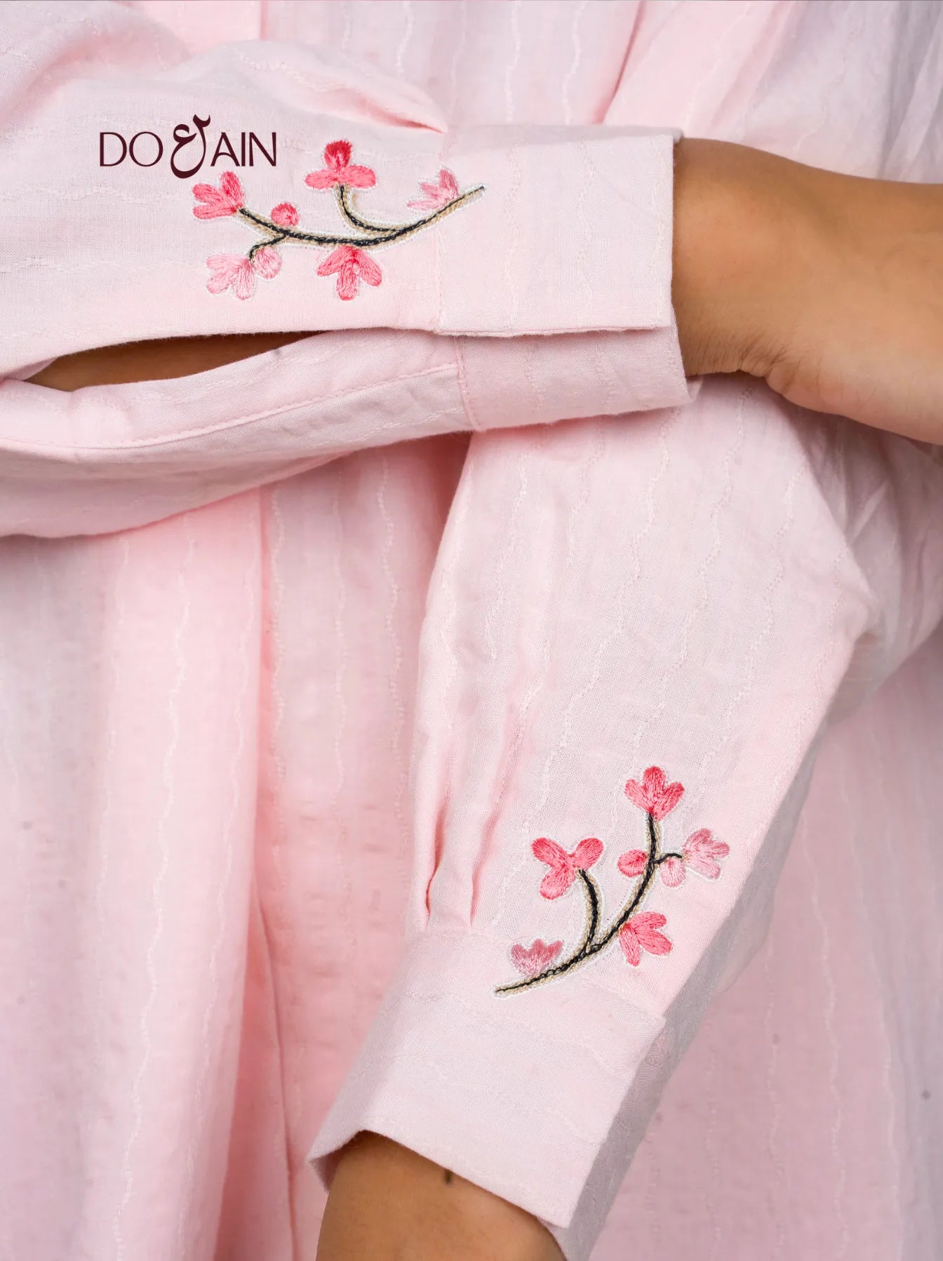 Phlox Two-Piece Set – Self-Pattern Cotton Co-ord with Embroidery