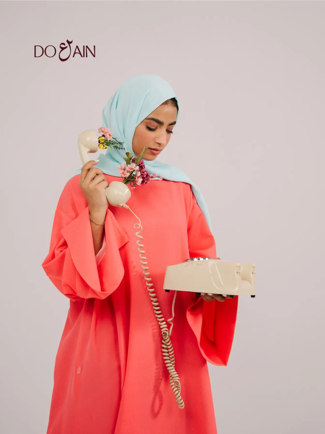 Poppy Abaya – Vibrant Coral Abaya with Minimal Design | Doain Official