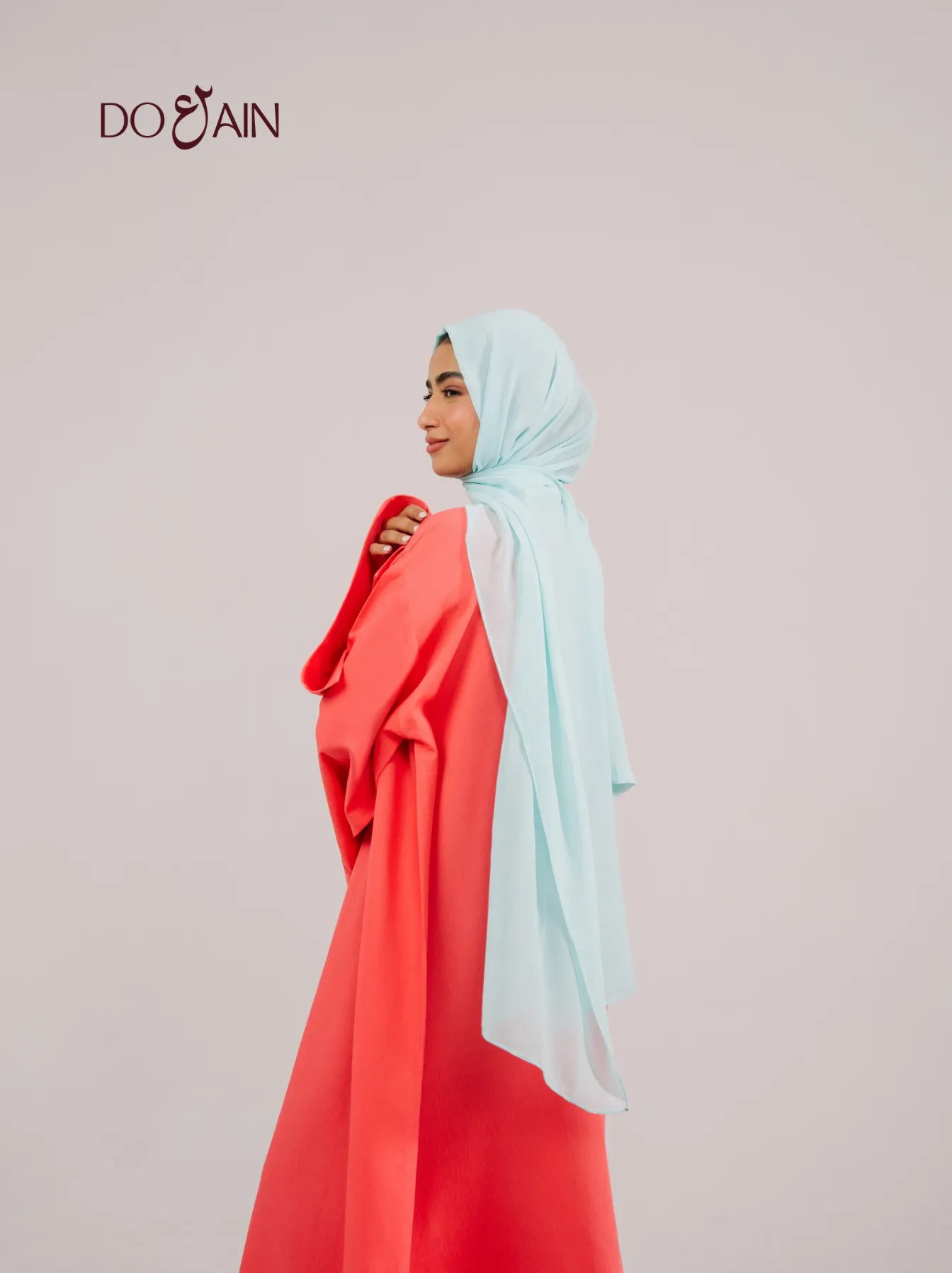 Poppy Abaya – Vibrant Coral Abaya with Minimal Design | Doain Official