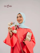 Poppy Abaya – Vibrant Coral Abaya with Minimal Design | Doain Official