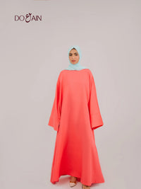 Poppy Abaya – Vibrant Coral Abaya with Minimal Design | Doain Official