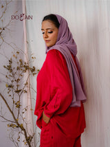 Rose Two-Piece Set – Crimson Co-ord with Elegant Embroidery