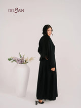 Roselle Abaya – Elegant Black Abaya with Subtle Embroidery | Doain Official