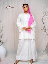 Tulip Two-Piece Set – White Cotton Co-ord with Scalloped Detail