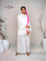 Tulip Two-Piece Set – White Cotton Co-ord with Scalloped Detail