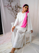 Tulip Two-Piece Set – White Cotton Co-ord with Scalloped Detail