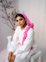 Tulip Two-Piece Set – White Cotton Co-ord with Scalloped Detail