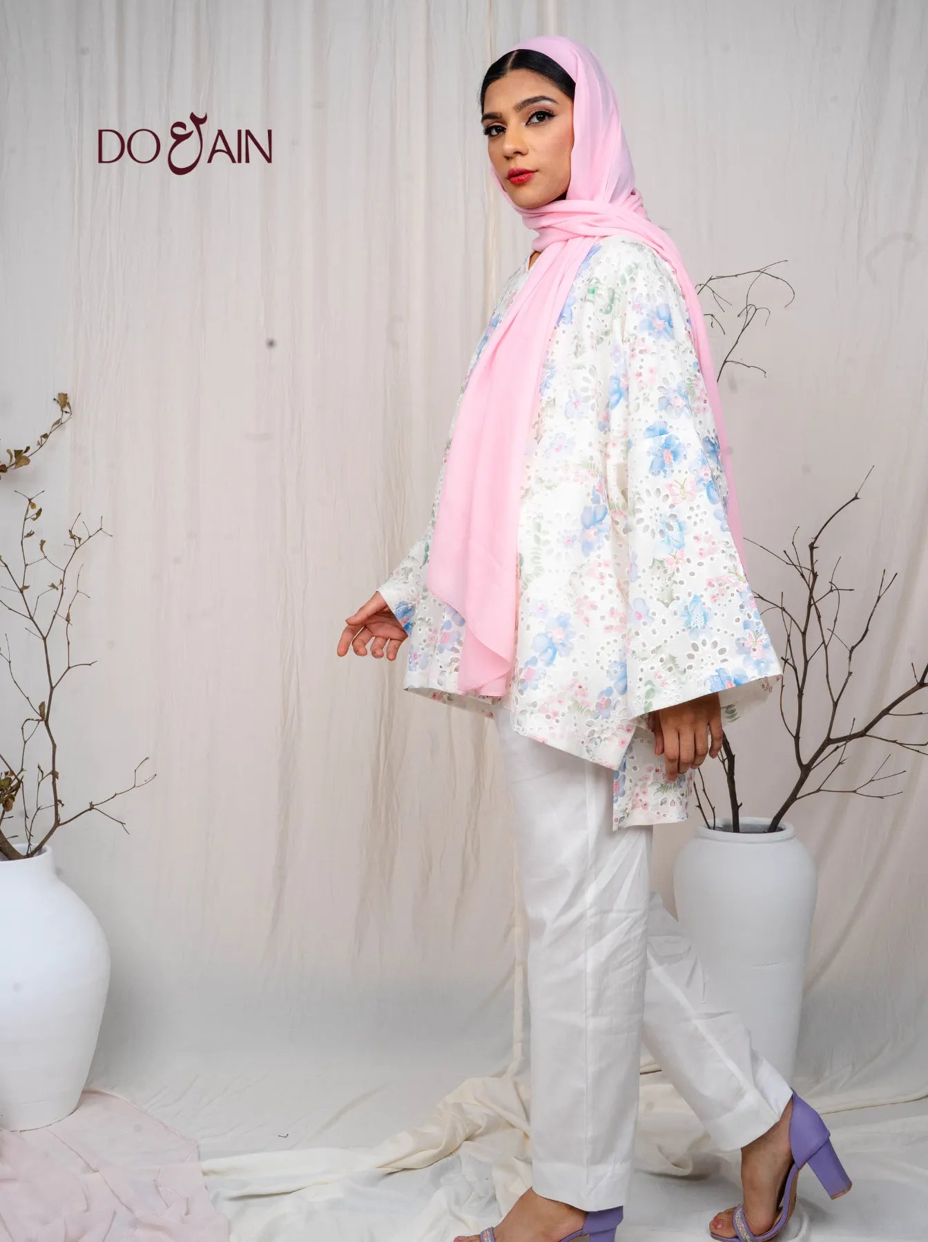 Twinspur Co-ord Set – Floral Chickenkari Elegance | DOAIN