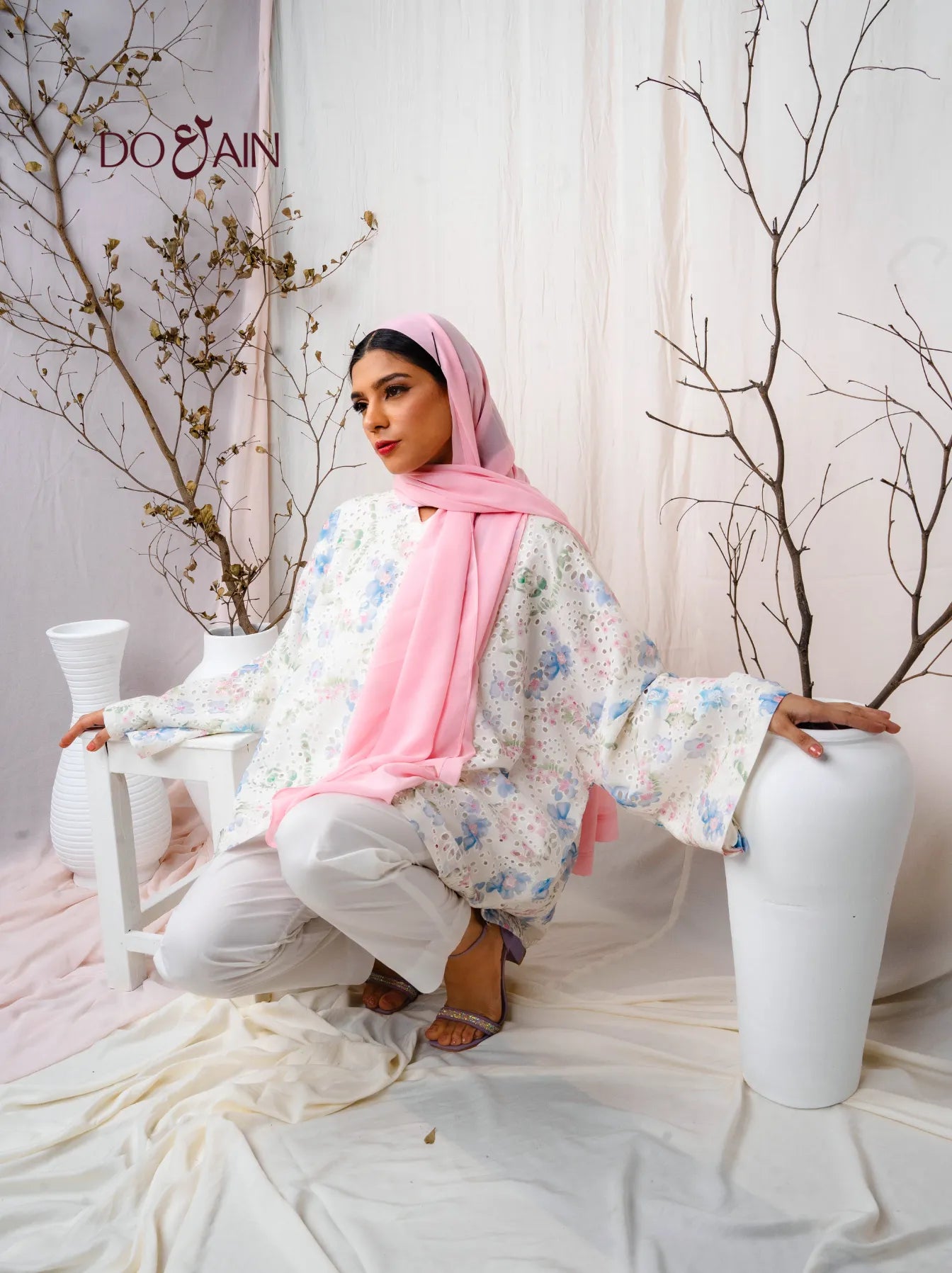 Twinspur Co-ord Set – Floral Chickenkari Elegance | DOAIN