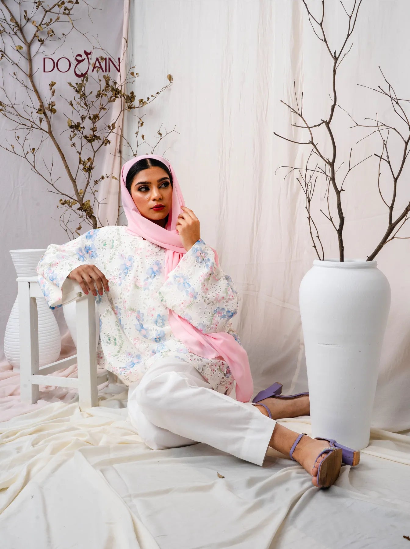 Twinspur Co-ord Set – Floral Chickenkari Elegance | DOAIN